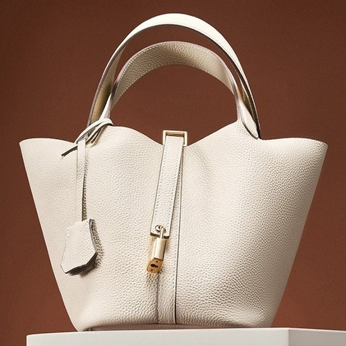 2024 Nuevo Bolso Cuero Genuino Bolso Tipo Cubo Piel Vaca