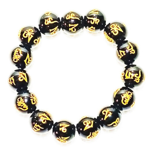 Pulsera Obsidiana Budista Tibetana Feng Shui 19 Cms