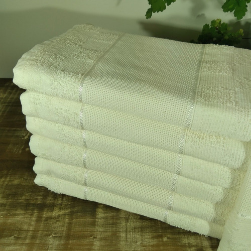 Juego de 12 platos planos de tela de felpa para cocina, bordado en punto de cruz, color perla