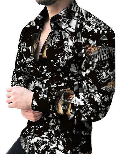 Nueva Camisa Con Estampado De Leopardo Para Hombre, Camisa C