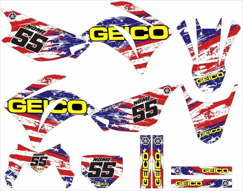 Adesivos Laminado Motocross Trilha Para Yamaha Xtz 250 19930 Cor AZUL VERMELHO