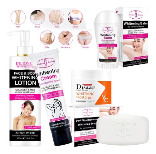 Pack Aclarante Corporal Y Facial Blanqueador Hidratante