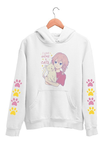 Sudadera Hoodie Anime Girl Cat Japón Gato Unisex Niño/adulto