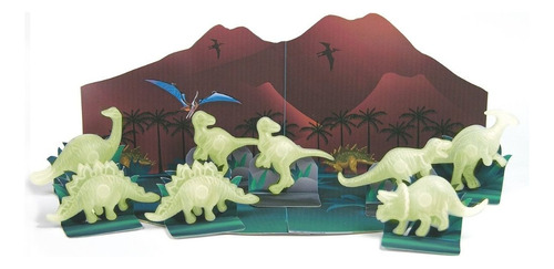 Dinosaurios 3d Brilla En La Oscuridad 08 Unidades