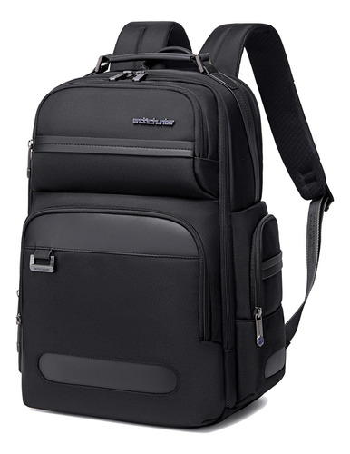 Mochila masculina Arctic Hunter B00492 para laptop e viagem com design de tecido liso preto