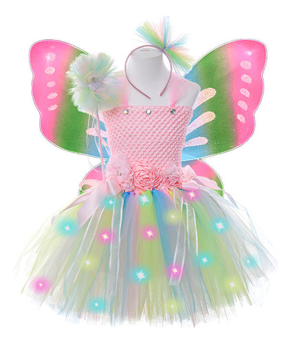 Vestido De Hada Con Diseño De Mariposas Y Flores Para Niña,