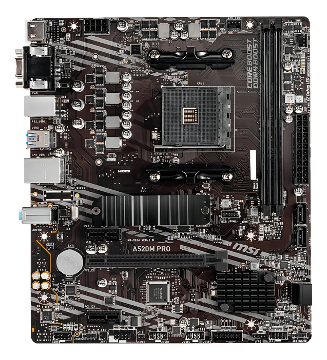 Placa-mãe Msi A520m Pro Socket Am4 Micro Atx Black Cor Preto