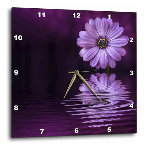 3drose Purple Gerbera Daisy Reflejando En El Reloj De Pared 