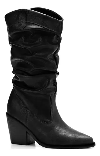 Bota Feminina Lumiss Western Texana Slouchy Enrugada