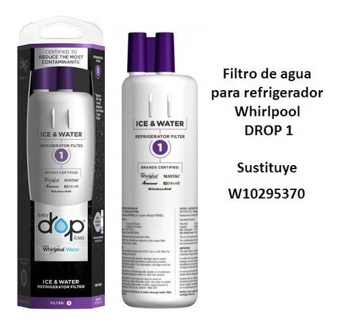 Filtro Agua Refrigerador W10295370 Whirlpool Drop1 Morado