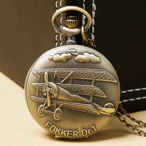 Reloj De Bolsillo Analogico A Bateria Fokker Avioneta Rb1044