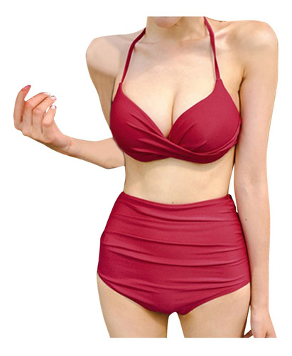 Bikini De Playa Con Sujetador Liso Acolchado Para Mujer C La