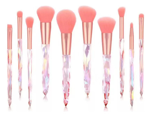 10 Pcs El Cristal Brochas De Maquillaje Profesional Set