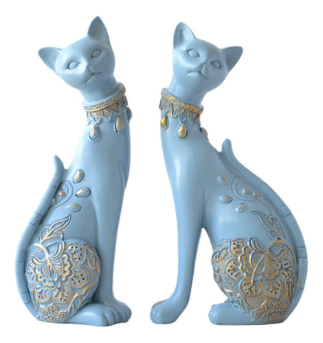 Juego De 2 Estatuas De Gatos Para Decoracion Del Hogar, Deco