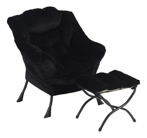 Sillón Reclinable Con Otomana, Negro Mimoso