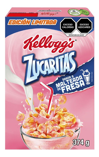 2 Pzs Kelloggs Cereal Hojuelas De Maíz Malteada Fresa Zucari