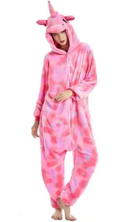 Pijama Unicornio Disfraz Rosa Estrellas Kigurumi Mameluco