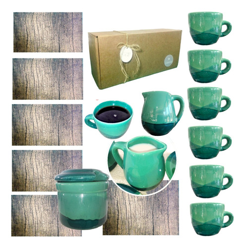 Set Desayuno Taza Artesanal Cerámica Regalo Kit Caja Kvjp058