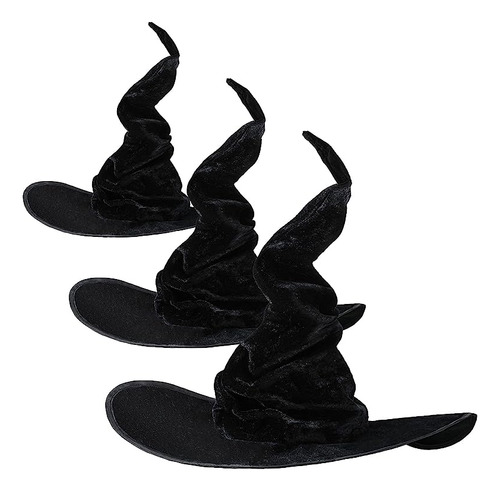 3 Sombreros Bruja Halloween Negro Grande Fruncido Accesorio