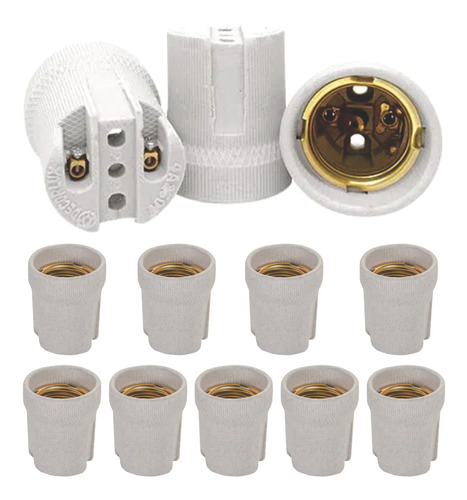 Receptáculos/ Bocal /soquete Porcelana E27 - Kit 10 Unidades