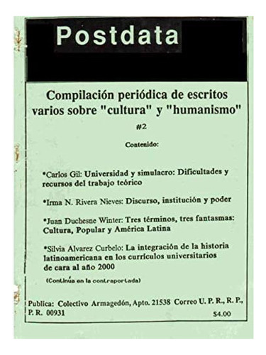 Libro: Postdata: Año 1, Numero 2 (spanish Edition)&..