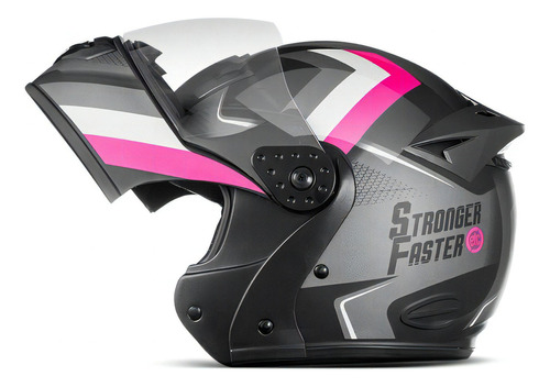 Capacete Integral Robocop Stronger Faster Gladiator Etceter Cor Cinza/Rosa Tamanho do capacete 58