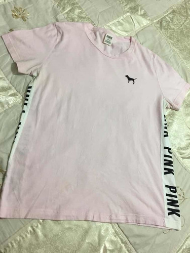 Victoria Secret Blusa Para Dama Talla L-g Rosa-blanco Algodo