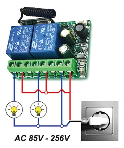 Interruptor Receptor De Control Remoto De 433 Mhz Para Puert