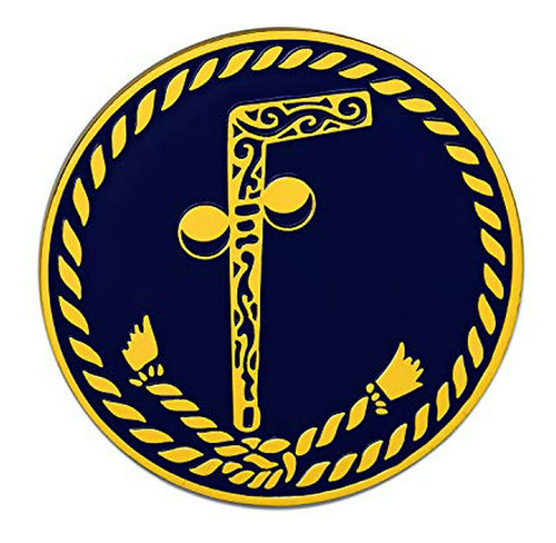 Emblema Masónico Redondo Tubal Cain - Negro Y Oro [3'']