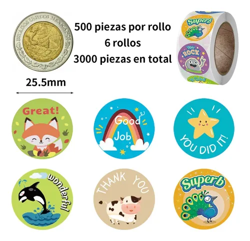 1000 Pegatinas De Motivación Para Niños - 18 Diseños De Animales, 4 Cm, Para Recompensas En Escuela Y Casa