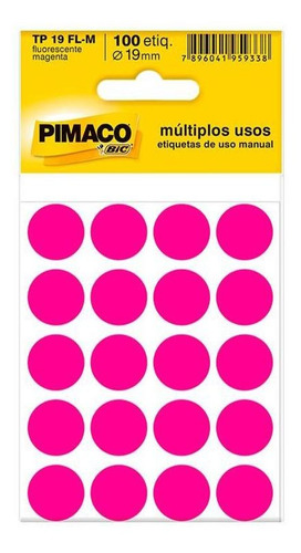 Etiqueta Pimaco Tp 19 Magenta Pct C/100 Un