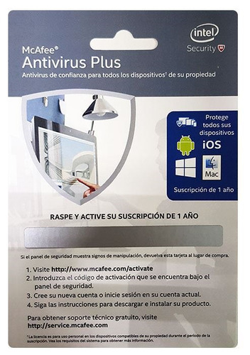 Mcafee Antivirus Plus Suscripción 1 Año, Macrotec