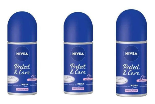 Desodorante Rollon Nivea Protect E Care 50 Ml - Kit C/3un