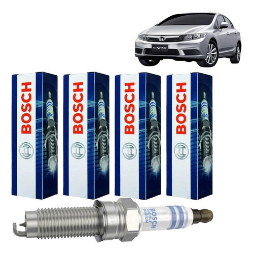Jogo Vela Bosch Iridio Civic Lxr 2.0 16v 2013 2014 2015 Flex