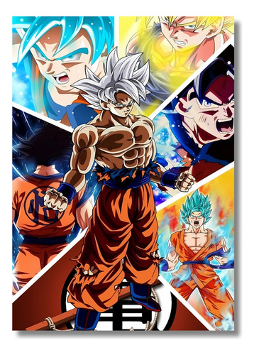 Cuadro De Aluminio Dragon Ball Las Fases De Goku 30x20