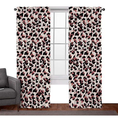 Juego De 2 Cortinas En Tela Diseños 150x210 C/u Leopardo