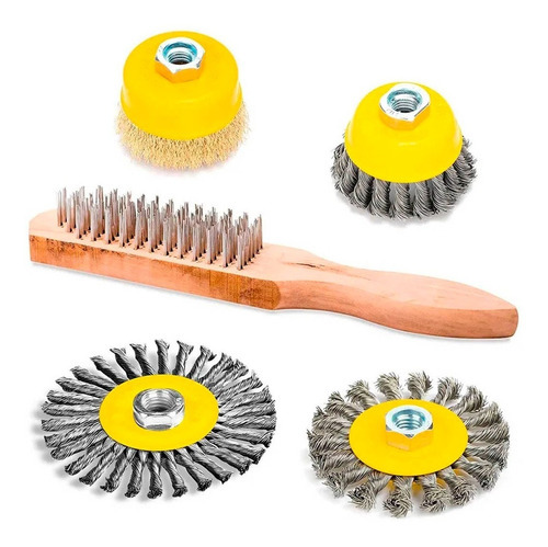 Imagen 1 de 7 de Set 5 Cepillos Para Amoladora Kit Madera Metal Barovo