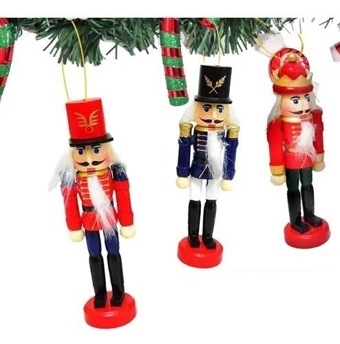 Pack X3 Muñecos Cascanueces Navideño Colgante Adorno 12,5cm