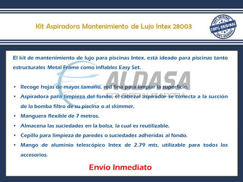 Kit Aspiradora Mantenimiento Lujo Intex 28003, Envío Gratis