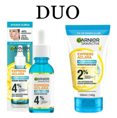 Pack Skin Active Garnier Limpiador Y Sérum Aclara Express