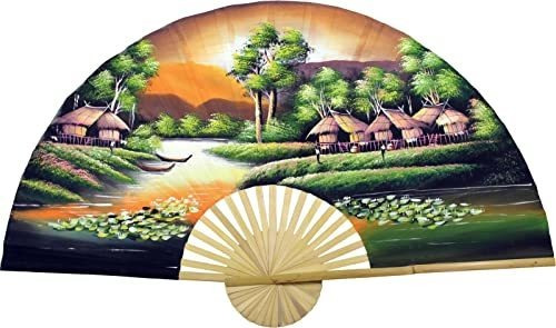 Oriental-decor 40 Pulgadas Golden Village Pintado A Mano Par