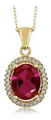 Collar - 4.40 Ct Oval Red Created Ruby 18k Yellow Gold Plate