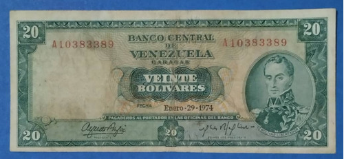 Billete De 20 Bs De 1974 A-8