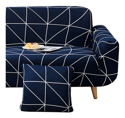 Imagen 3 de 5 de Funda Sillón Diseño Geo 2 Cuerpos Azul
