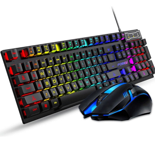 Combo Gamer Teclado Rgb Español + Mouse Forev Fv-q3055