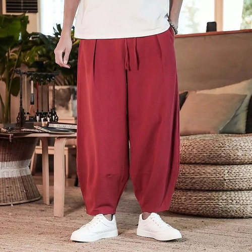 Pantalones Harem Sueltos Lino Casuales De Moda Para Hombre