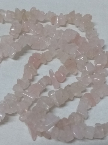 Colar De Cascalho De Quartzo Rosa Sem Fecho Pedra Legítima