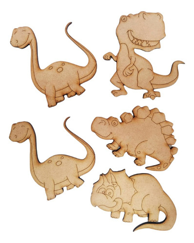15 Figuras 8cm  Dinosaurios Fibrofacil  Mdf Souvenirs Pintar