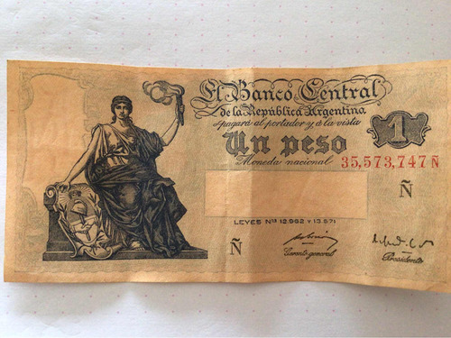 Billete Pagaré 1 Peso Argentina 1940