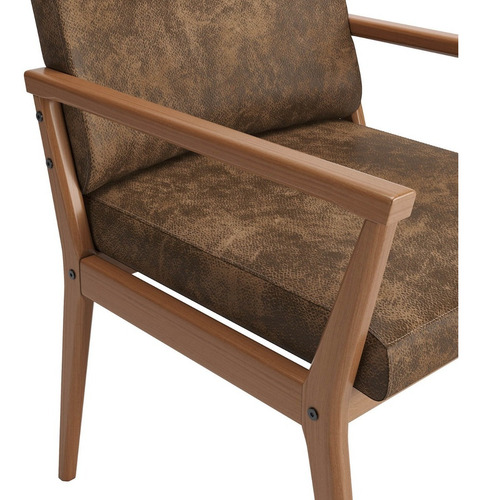 Poltrona Tip Com Base De Madeira No Nobuck Marrom